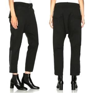 Nili Lotan 6 Jackson $395 Drop Crotch Paris Pants Zipper Tapered Hem Jet Black